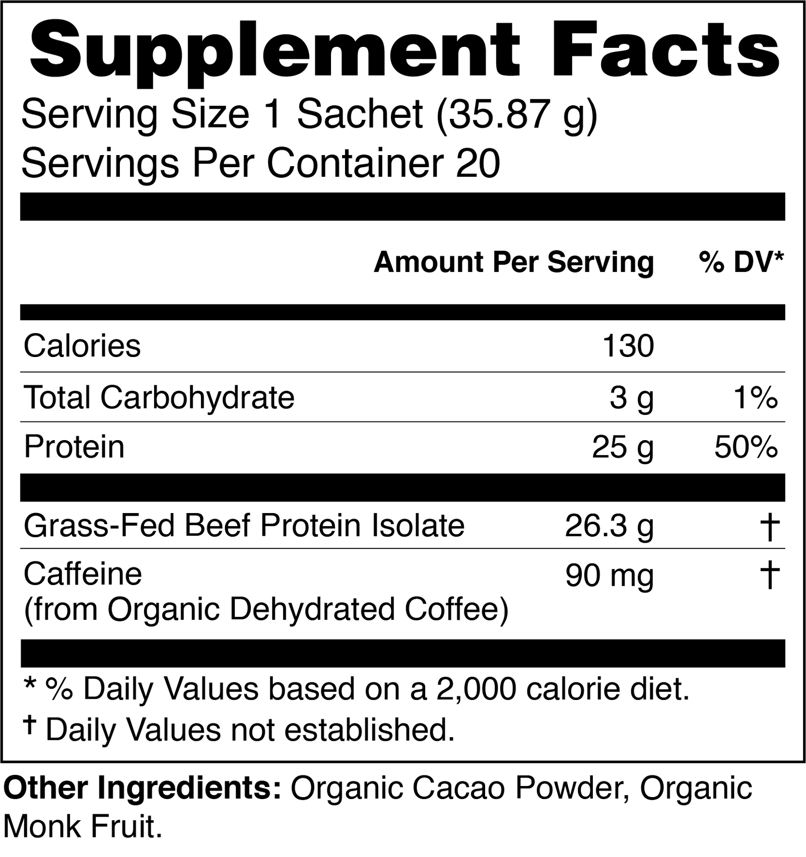 Supplement Facts — Chocolate Coffee Caffeinated